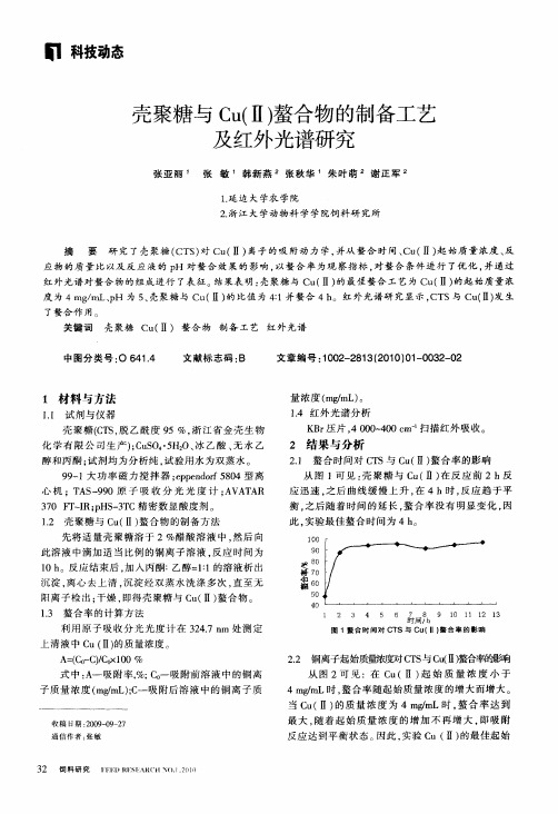 壳聚糖与Cu(Ⅱ)螯合物的制备工艺及红外光谱研究