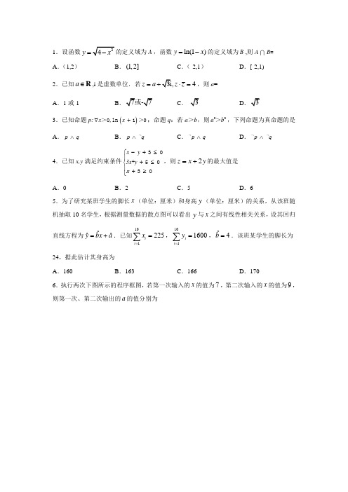 2017年普通高等学校招生全国统一考试(山东卷)数学试题(理科)