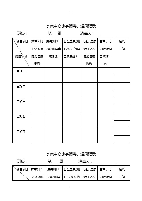 通风消毒记录表