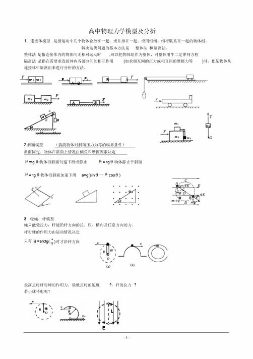 高中物理力学模型与分析