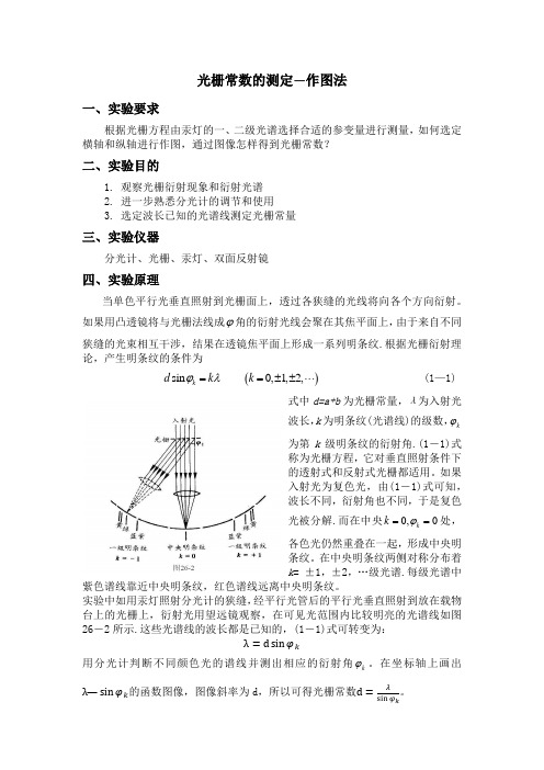 实验一光栅常数的测量-作图法