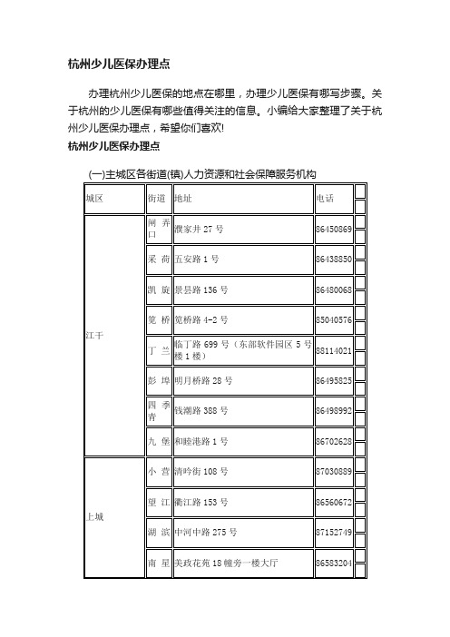 杭州少儿医保办理点