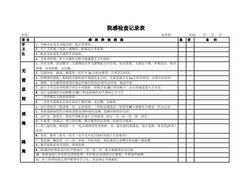 院感监控自查记录表