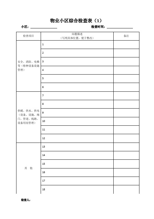 物业小区综合检查表