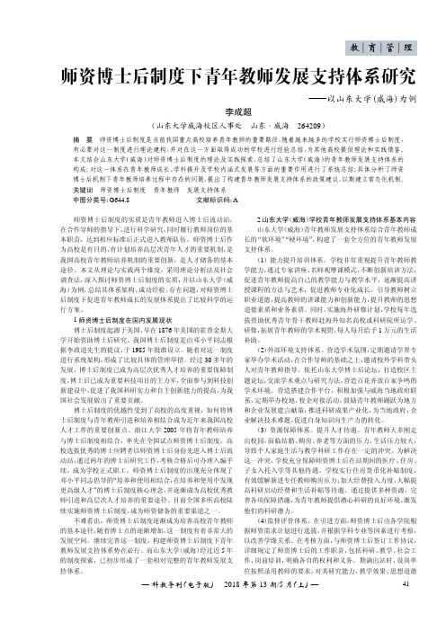 师资博士后制度下青年教师发展支持体系研究——以山东大学(威海)为例