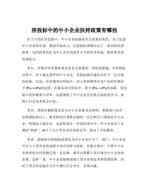 招投标中的中小企业扶持政策有哪些