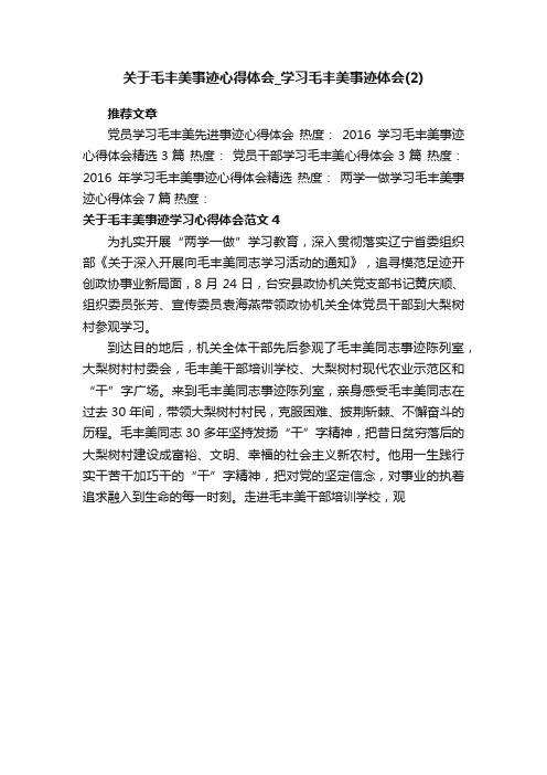 关于毛丰美事迹心得体会_学习毛丰美事迹体会（2）