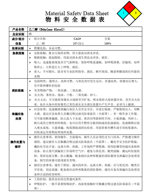 20200217 乙二醇安全技术说明书