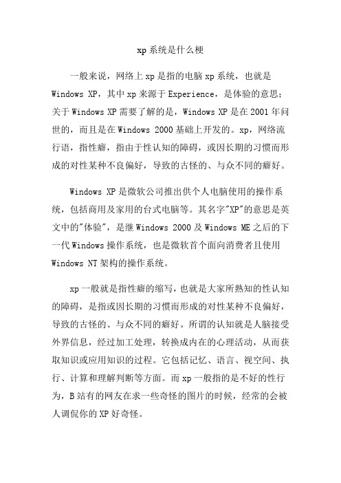 xp系统是什么梗