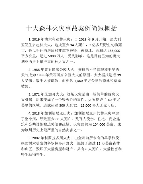 十大森林火灾事故案例简短概括