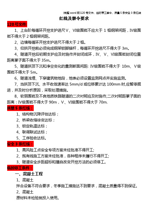 (完整word版)120号文件、临时停工禁令、质量5条安全3条红线