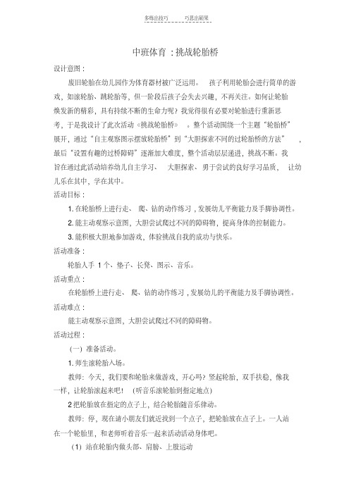 中班体育挑战轮胎桥