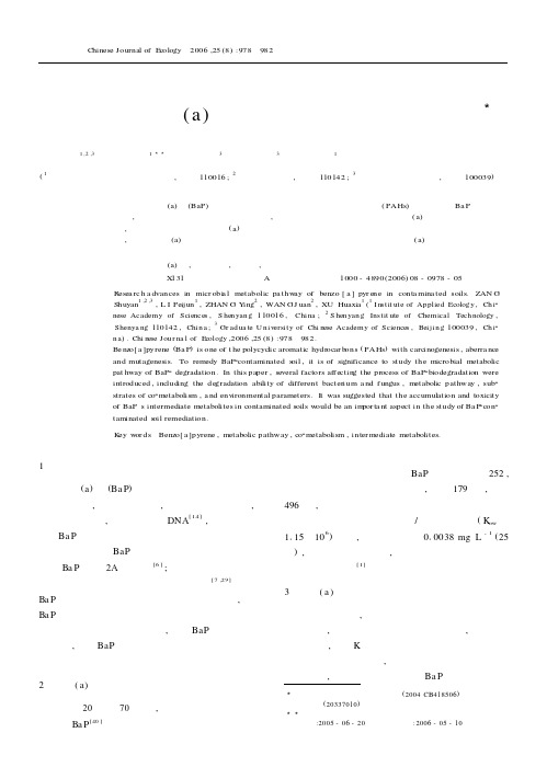 污染土壤中苯并a芘的微生物降解途径研究进展