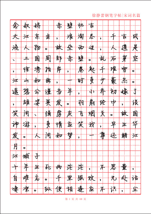 徐静蕾宋词名篇 田字格40页