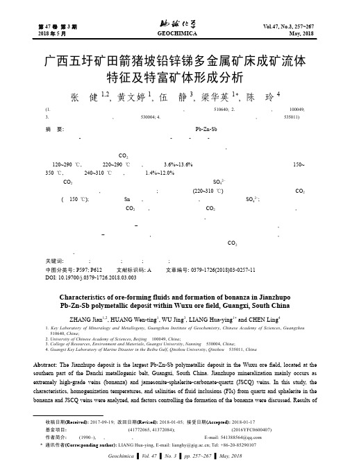 广西五圩矿田箭猪坡铅锌锑多金属矿床成矿流体特征及特富矿体形成分析