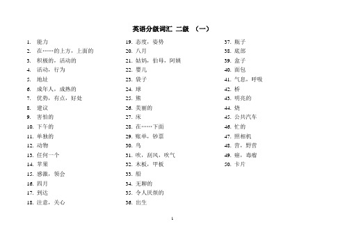 初中英语分级词汇2级(中文版)