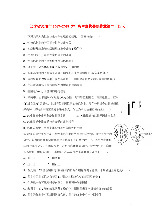 辽宁省沈阳市高中生物暑假作业第二十四天