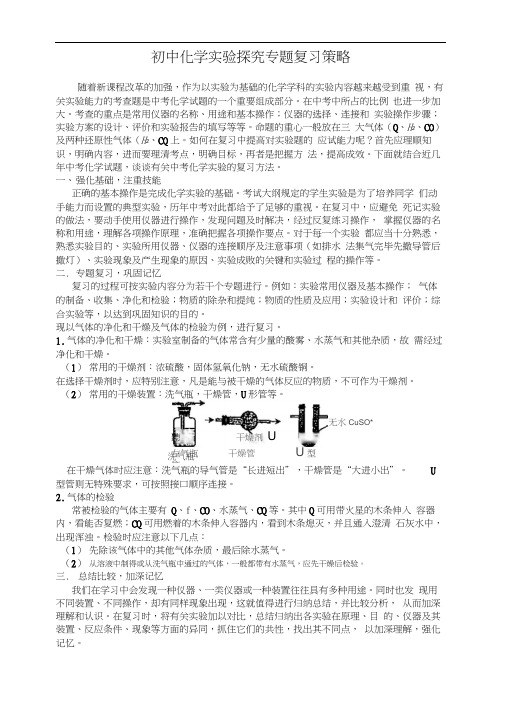 人教版初三化学下册初中化学实验探究专题复习策略