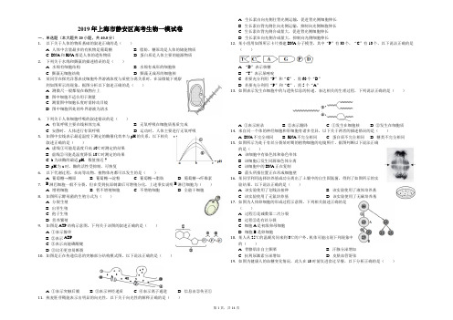 2019年上海市静安区高考生物一模试卷(解析版)