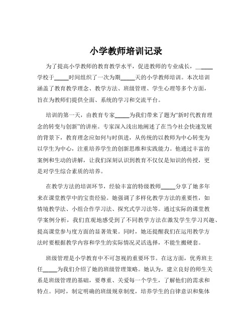 小学教师培训记录