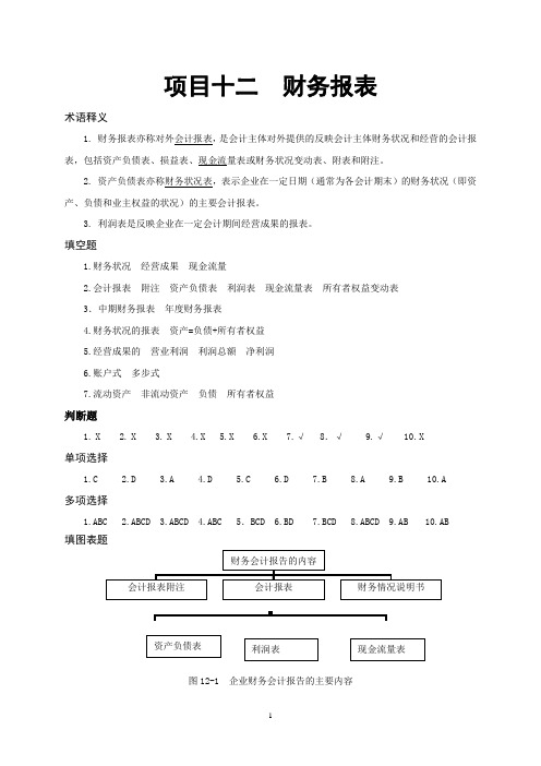 企业财务会计第12章习题答案