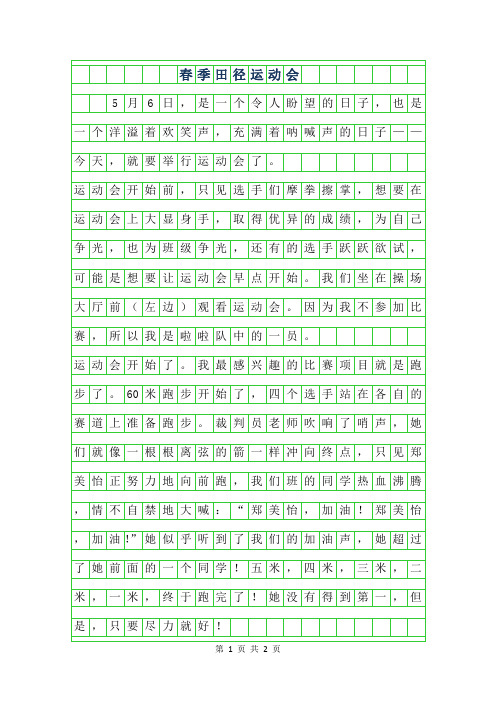 2019年春季田径运动会作文500字