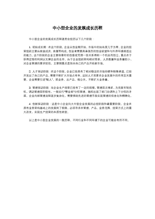 中小型企业的发展成长历程