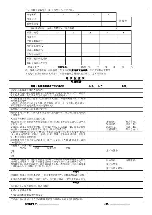 加油站日常装卸油检查表