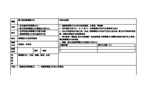 练习使用弹簧测力计实验教案