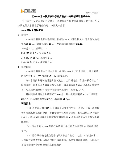 【MPAcc】中国财政科学研究院会计专硕拟录取名单公布啦!