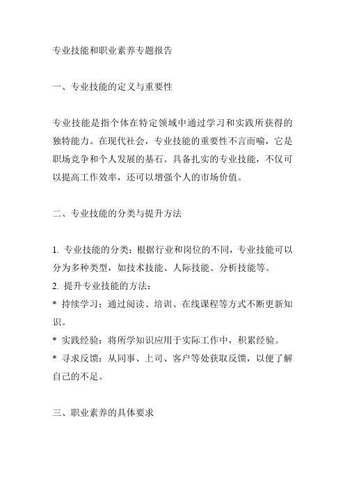 专业技能和职业素养专题报告