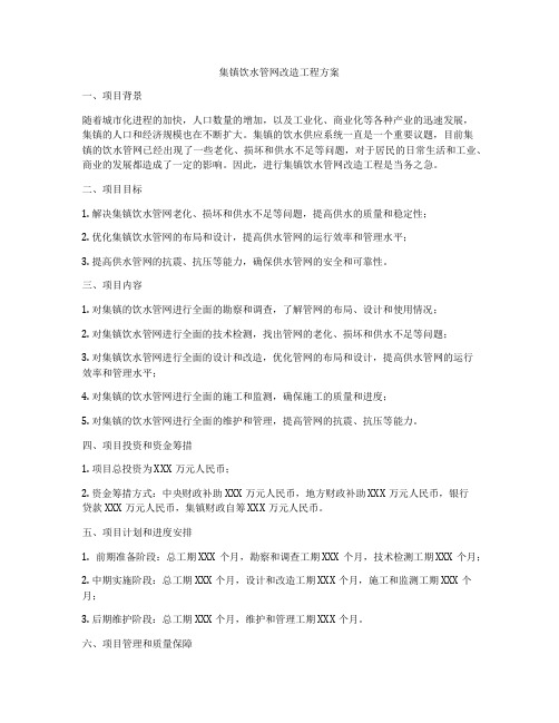 集镇饮水管网改造工程方案