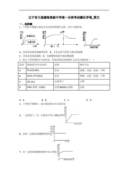 辽宁省大连渤海高级中学高一分班考试题化学卷_图文