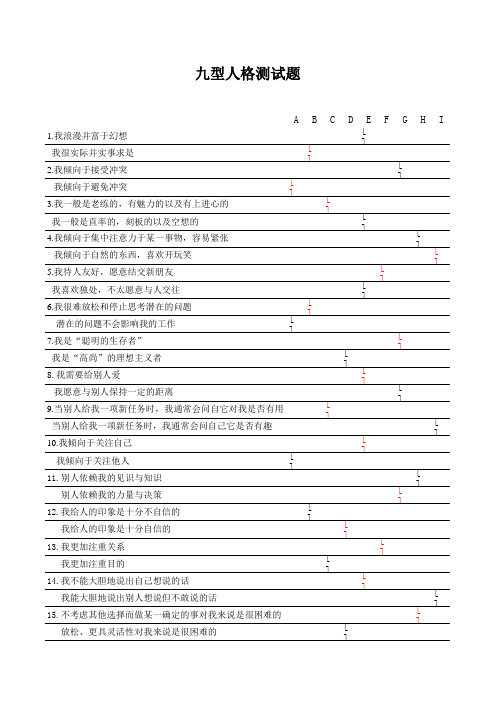 九型人格测试题