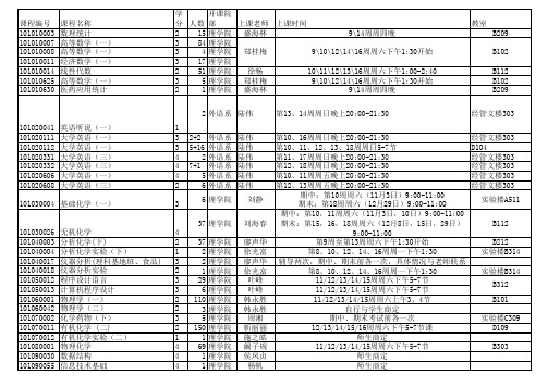 重修课程表