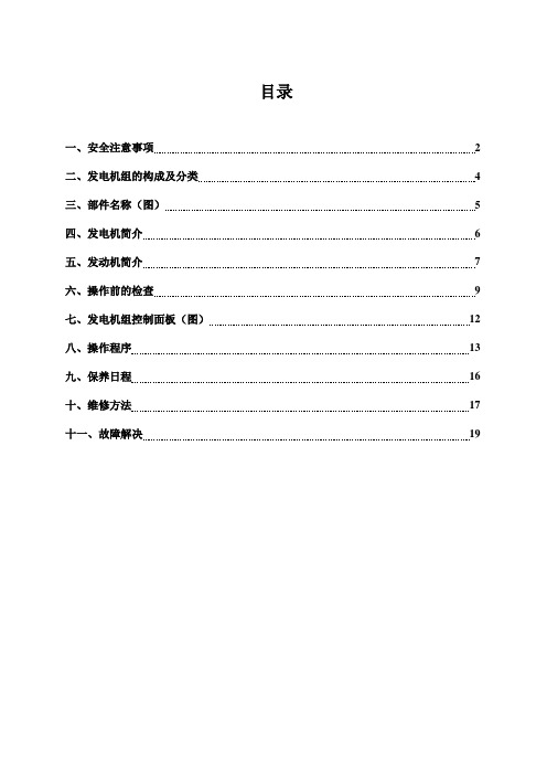 汽油发电机组维护手册