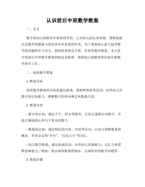 认识前后中班数学教案