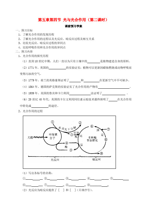 高一生物 第五章 第4节 光与光合作用(第2课时)学案