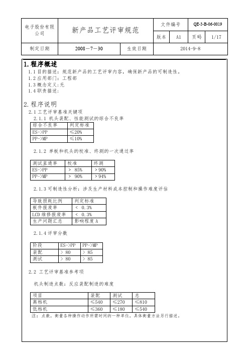 工艺评审规范