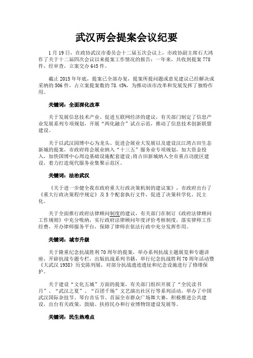 最新 武汉两会提案会议纪要-精品