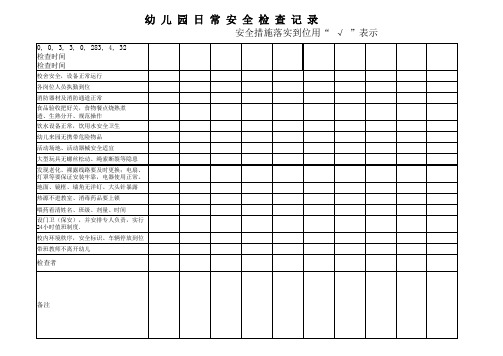 幼儿园日常安全检查记录表