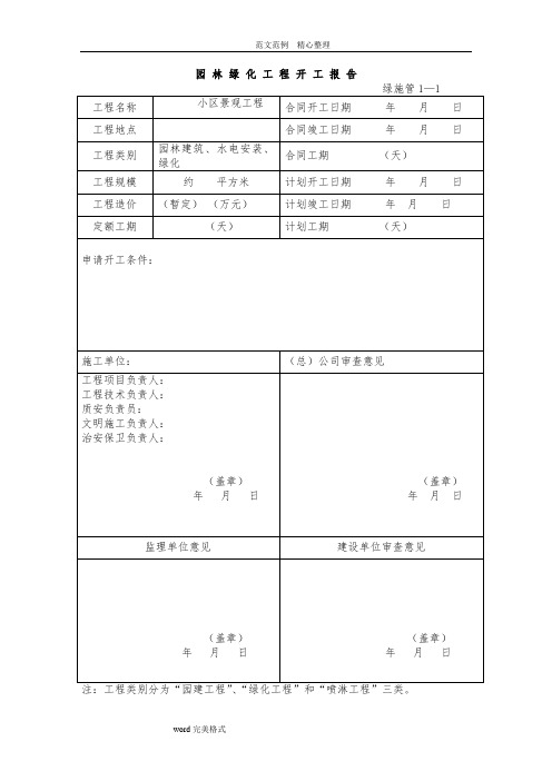 园林绿化施工资料表格([全套])