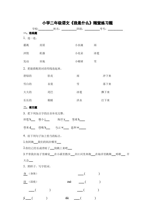 小学二年级语文《我是什么》随堂练习题7