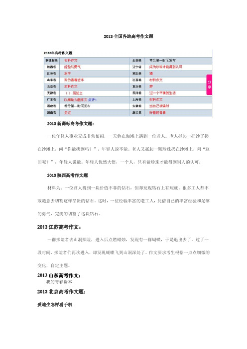 2013全国各地高考作文题