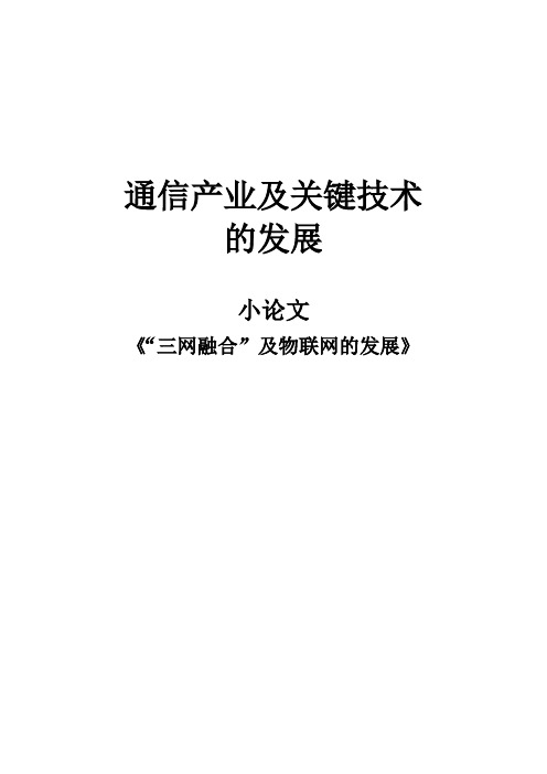 通信产业及关键技术的发展——“三网融合”及物联网的发展