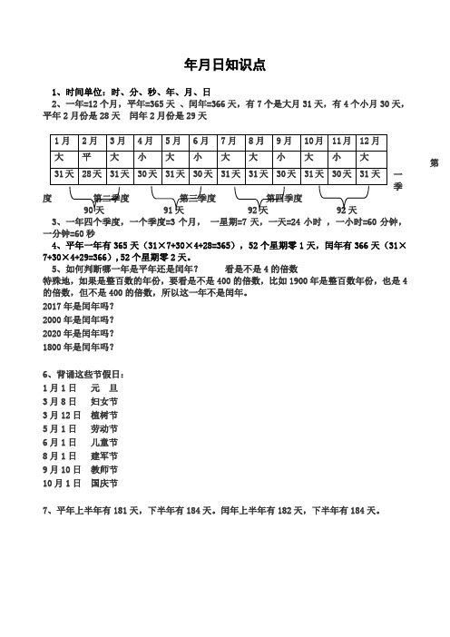 年月日知识点总结