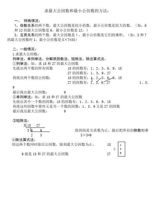 求最大公因数和最小公倍数的方法经典