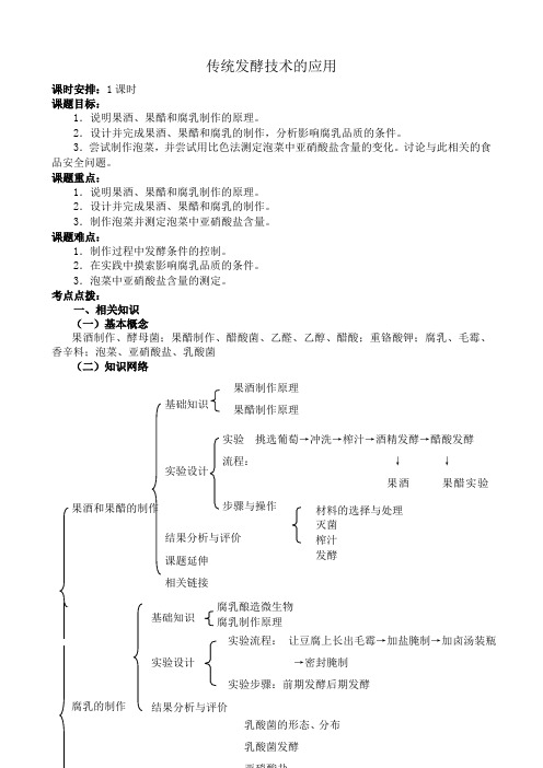 新人教版高中生物选修1传统发酵技术的应用