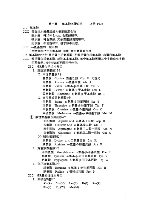 生物化学-生化知识点_第一章氨基酸与蛋白质