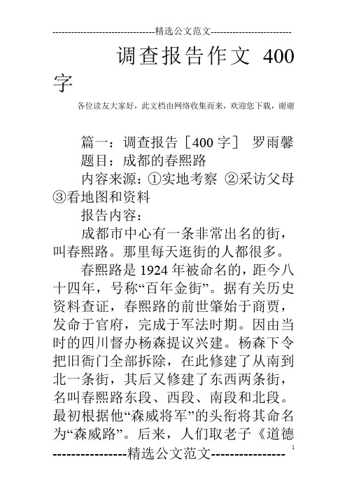 调查报告作文400字